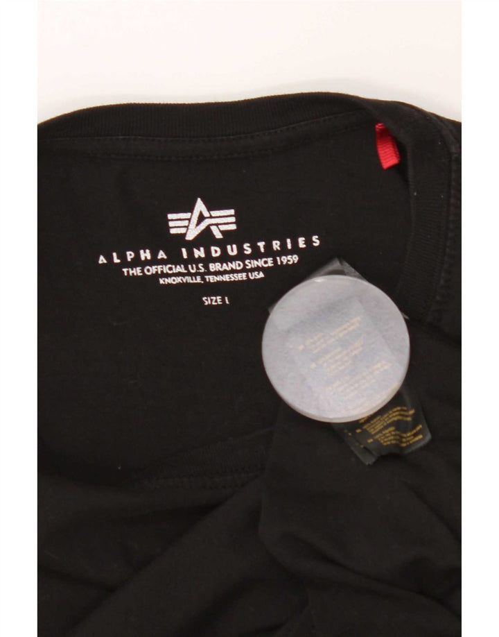 T-shirt grafica da uomo Alpha Industries Top grande in cotone nero