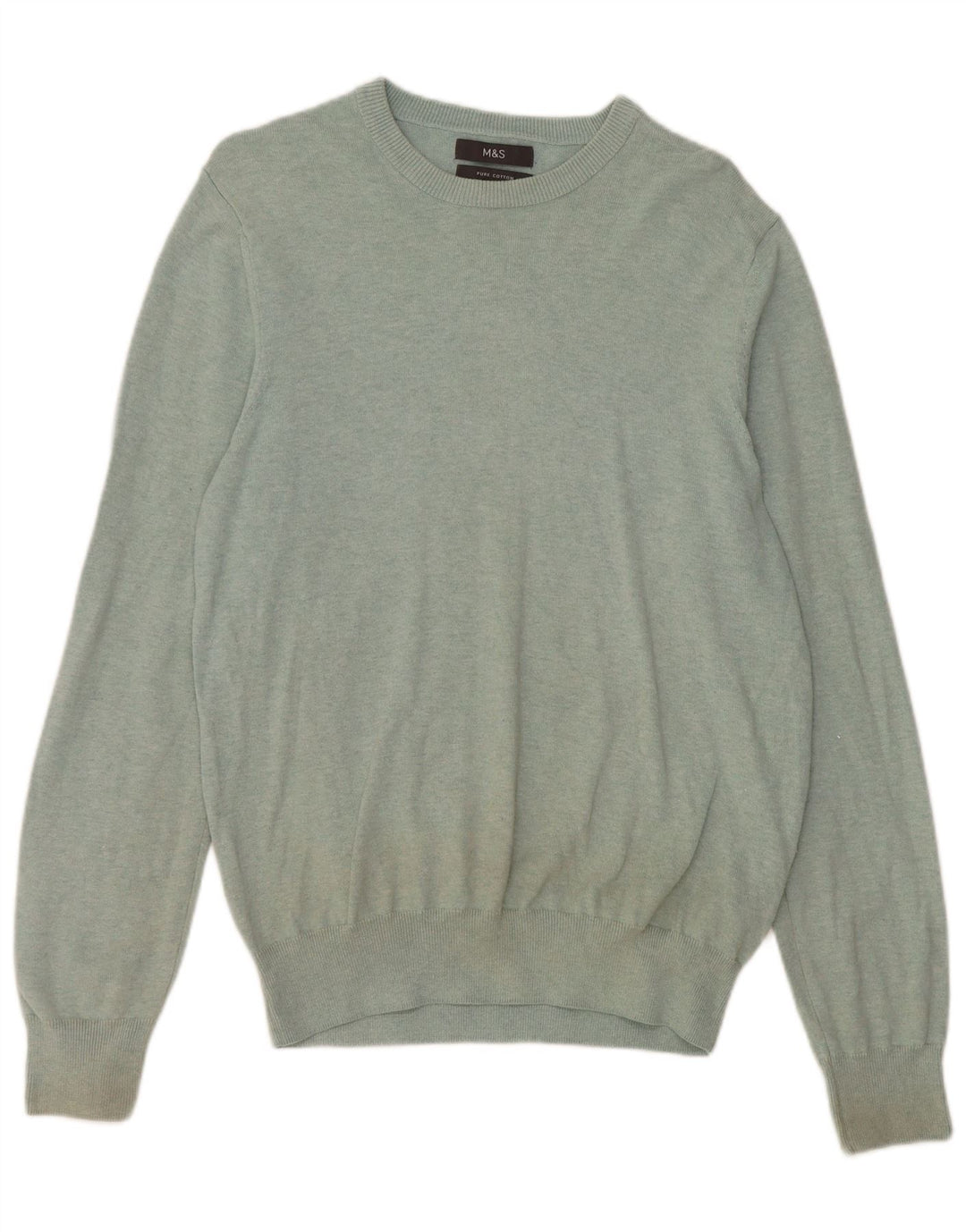 Maglione da uomo con scollo a barca Marks & Spencer in cotone verde medio