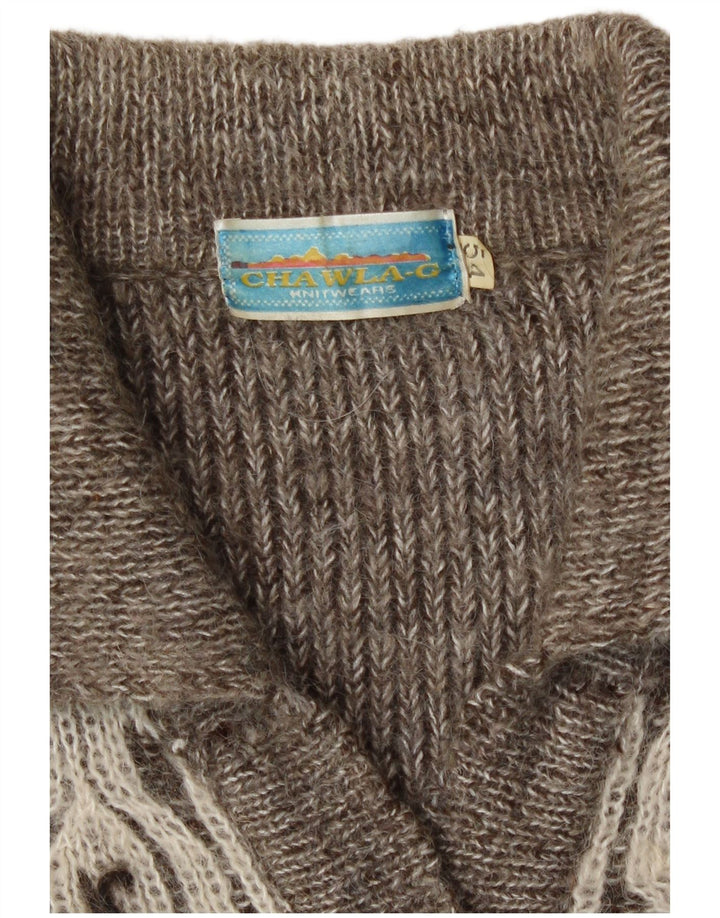 Maglione cardigan da donna vintage IT 54 3XL Grigio geometrico