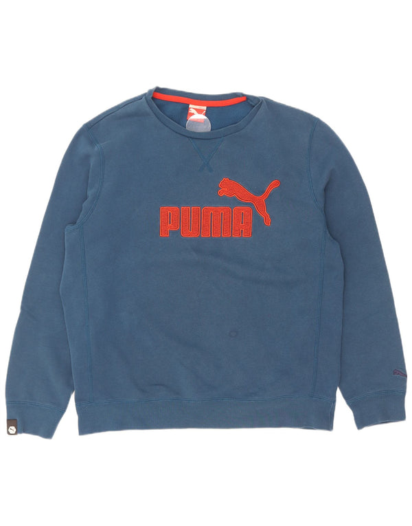 Felpa grafica da uomo Puma Maglione grande in cotone blu