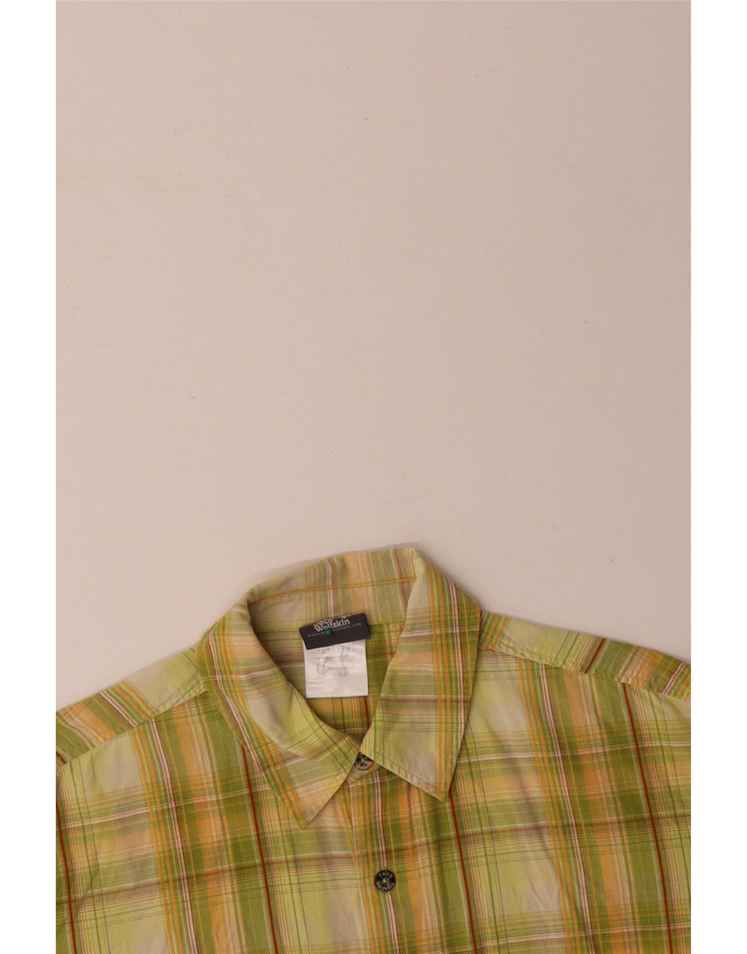 JACK WOLFSKIN Camicia da uomo a maniche corte in cotone a quadri giallo medio