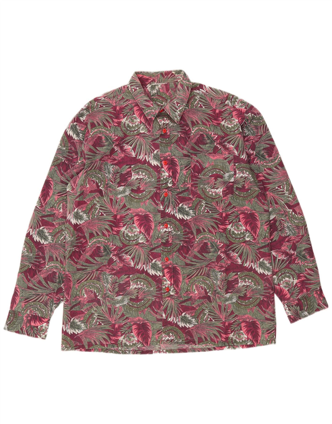 Camicia da uomo vintage grande floreale rosa