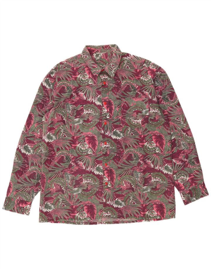 Camicia da uomo vintage grande floreale rosa