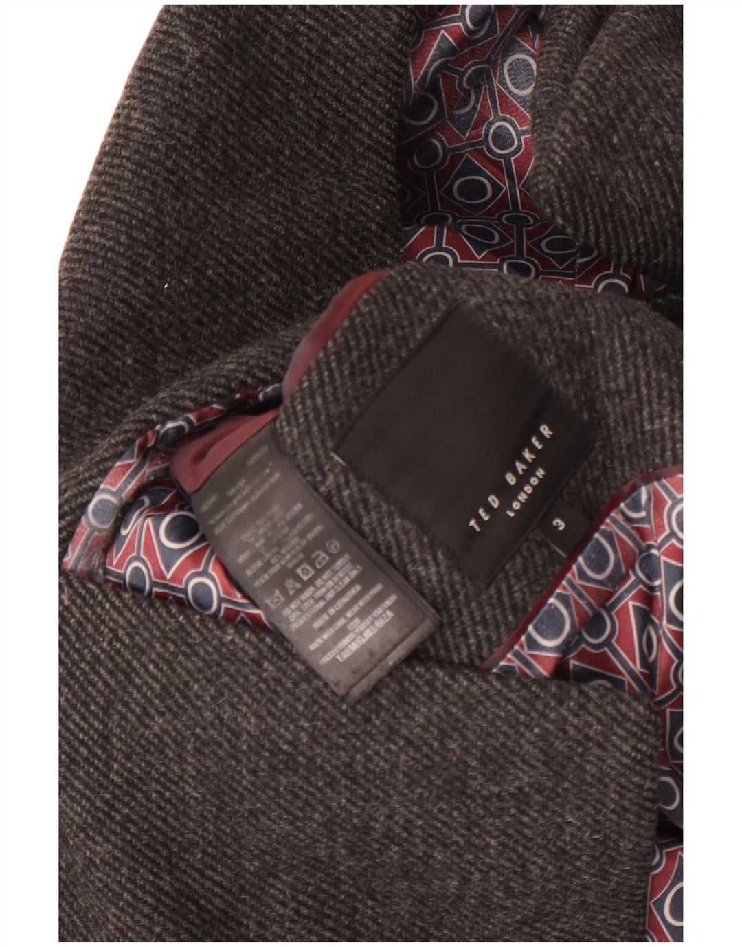 Cappotto da marinaio da uomo Ted Baker taglia 3 in lana grigio medio