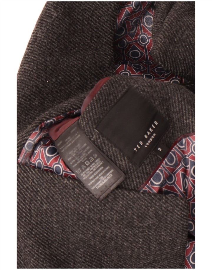 Cappotto da marinaio da uomo Ted Baker taglia 3 in lana grigio medio
