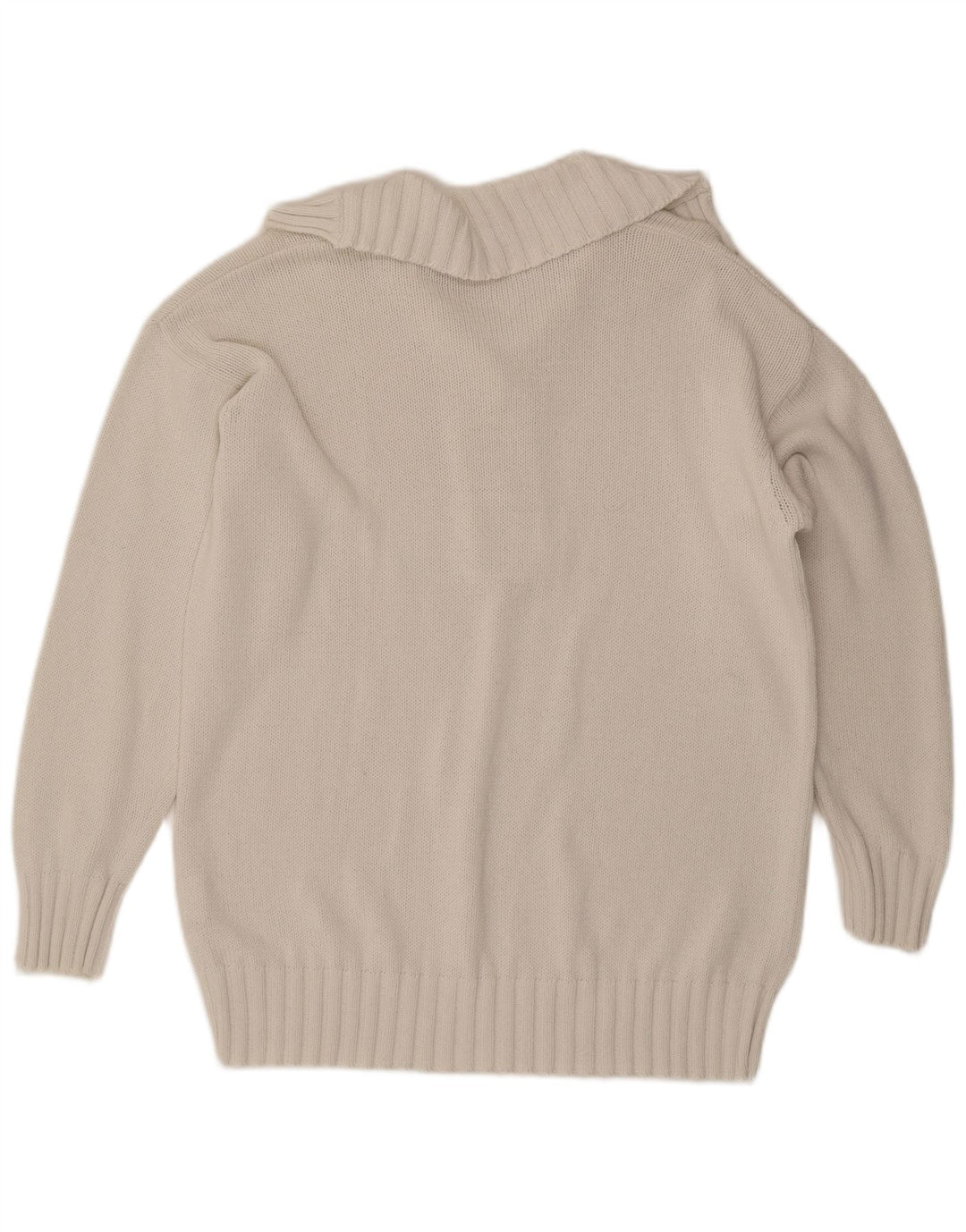 VINTAGE Womens Oversized Polo Neck Jumper Sweater EU 42 Large Off White
