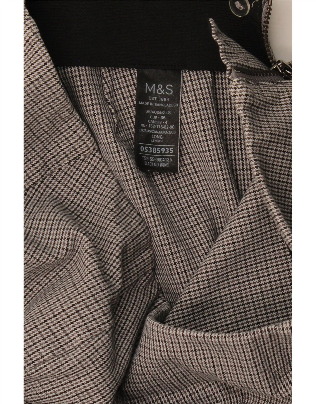 Pantaloni skinny da donna Marks & Spencer UK 8 Small W26 L28 Pied de poule grigio