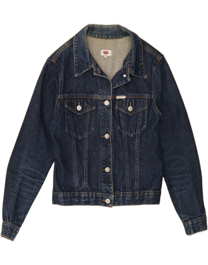 PIT STOP Womens Denim Jacket UK 14 Large Navy Blue Cotton Vintage Pit Stop and Second-Hand Pit Stop from Messina Hembry 