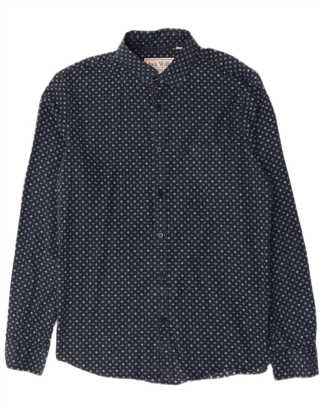 Camicia da uomo classica Jack Wills in cotone geometrico blu navy medio