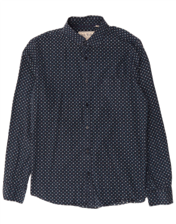 Camicia da uomo classica Jack Wills in cotone geometrico blu navy medio