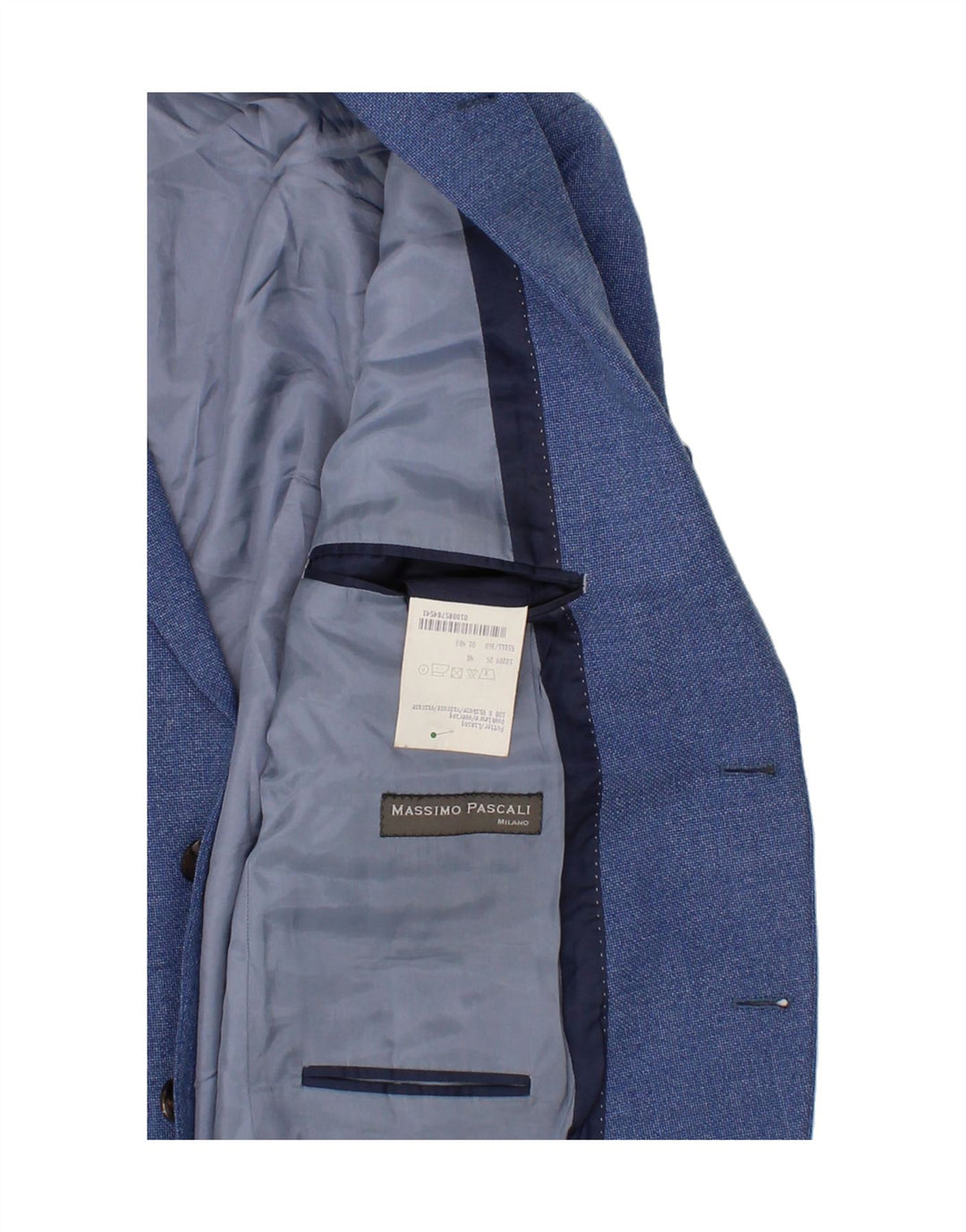 MASSIMO PASCALI Mens 2 Button Blazer Jacket IT 48 Medium Blue New Wool Vintage Massimo Pascali and Second-Hand Massimo Pascali from Messina Hembry 