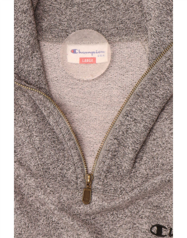 CHAMPION Felpa con collo con zip da uomo Maglione grande grigio color block