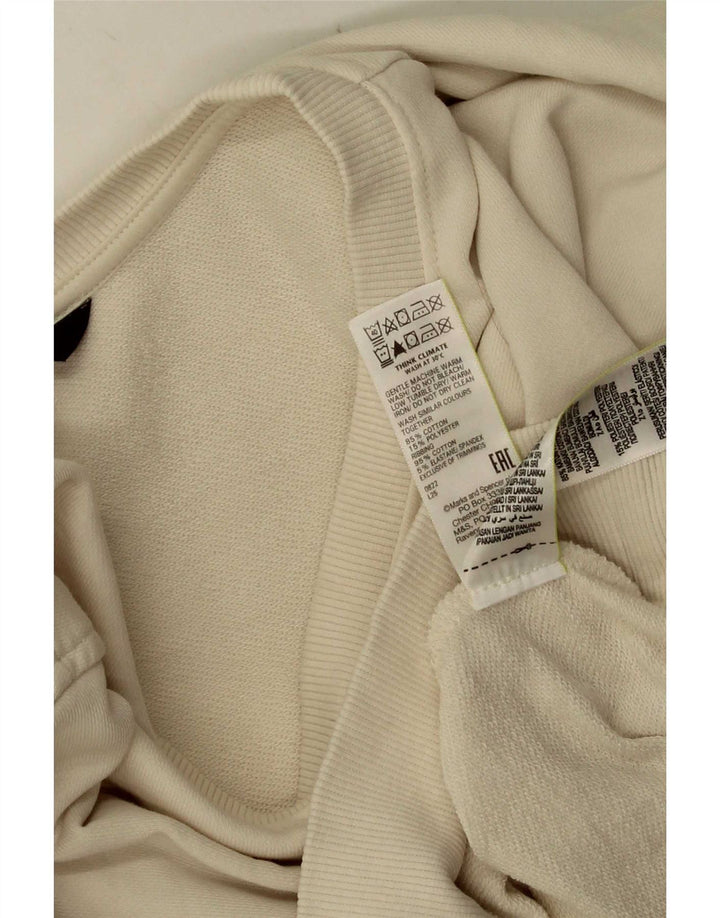 Felpa da donna Marks & Spencer UK 16 grande cotone bianco sporco