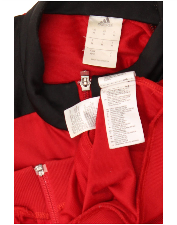 Giacca da ginnastica da uomo Adidas, giacca in poliestere color block rosso medio