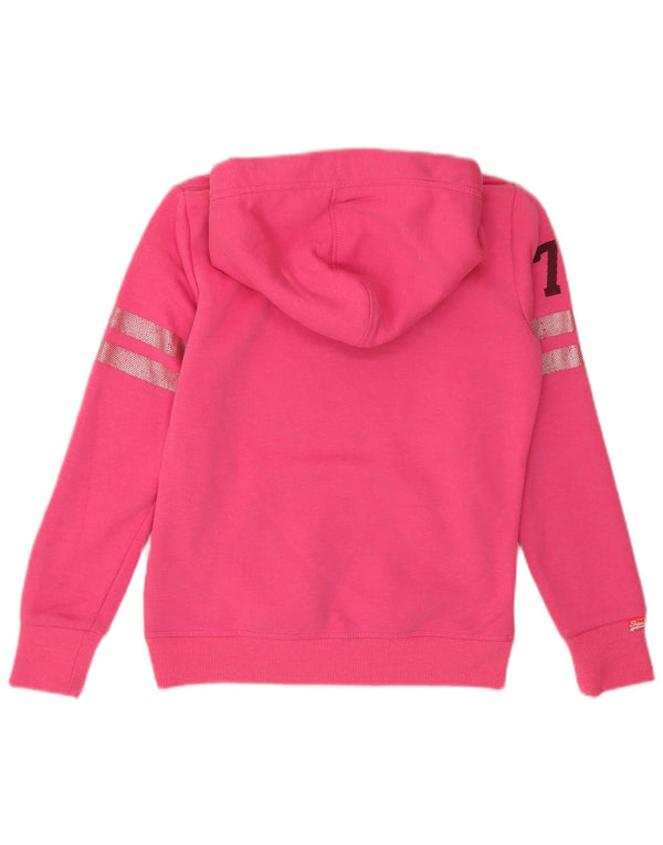 Felpa con cappuccio grafica da donna Superdry UK 10 Small Pink Poliestere Sports