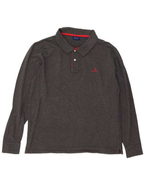 Polo Gant da uomo a maniche lunghe XL in cotone grigio