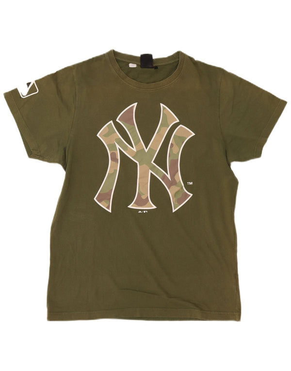 Majestic T-shirt grafica da uomo dei New York Yankees, grande, in cotone kaki