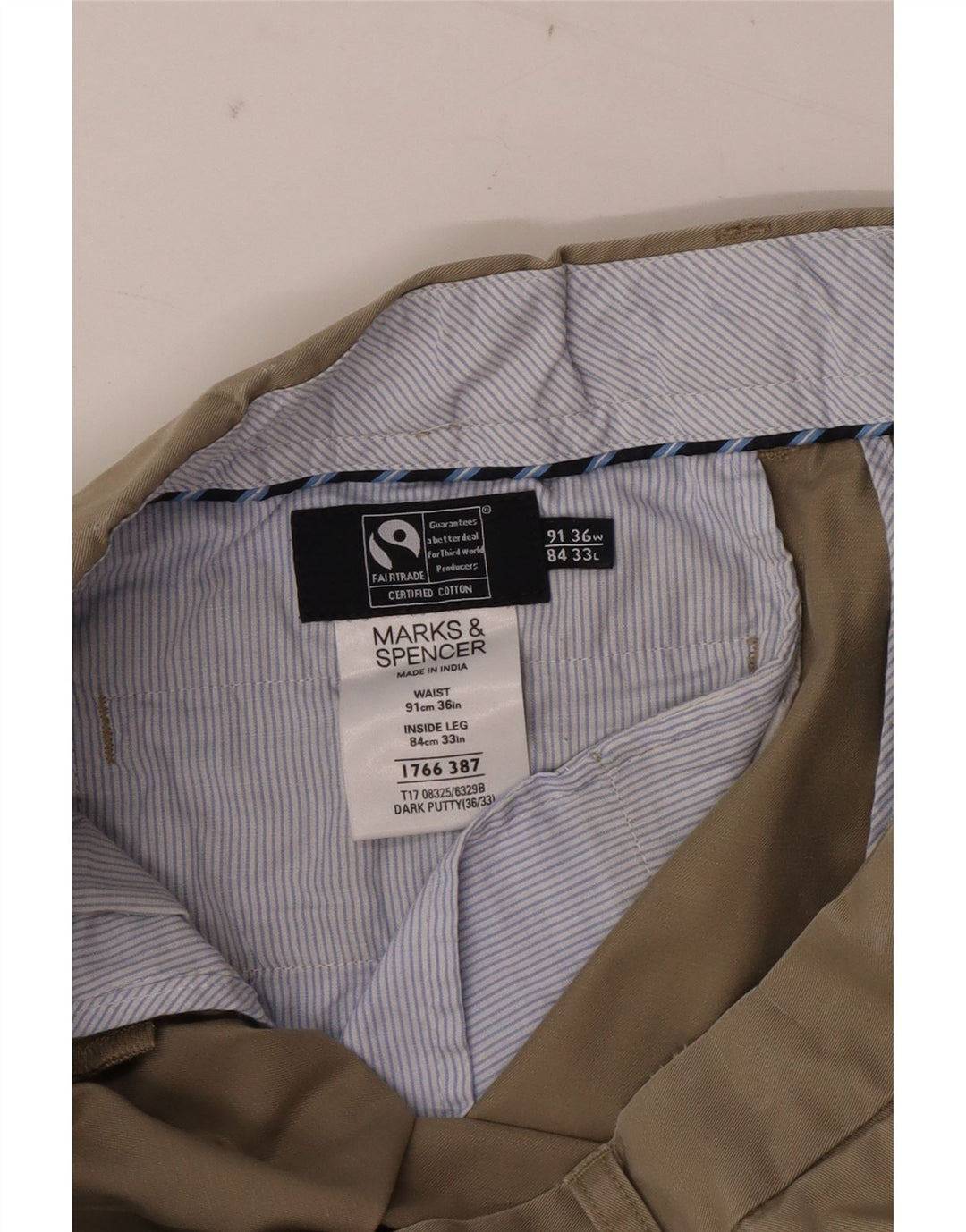 Pantaloni da abito con pegging da uomo Marks & Spencer W36 L33 in cotone beige
