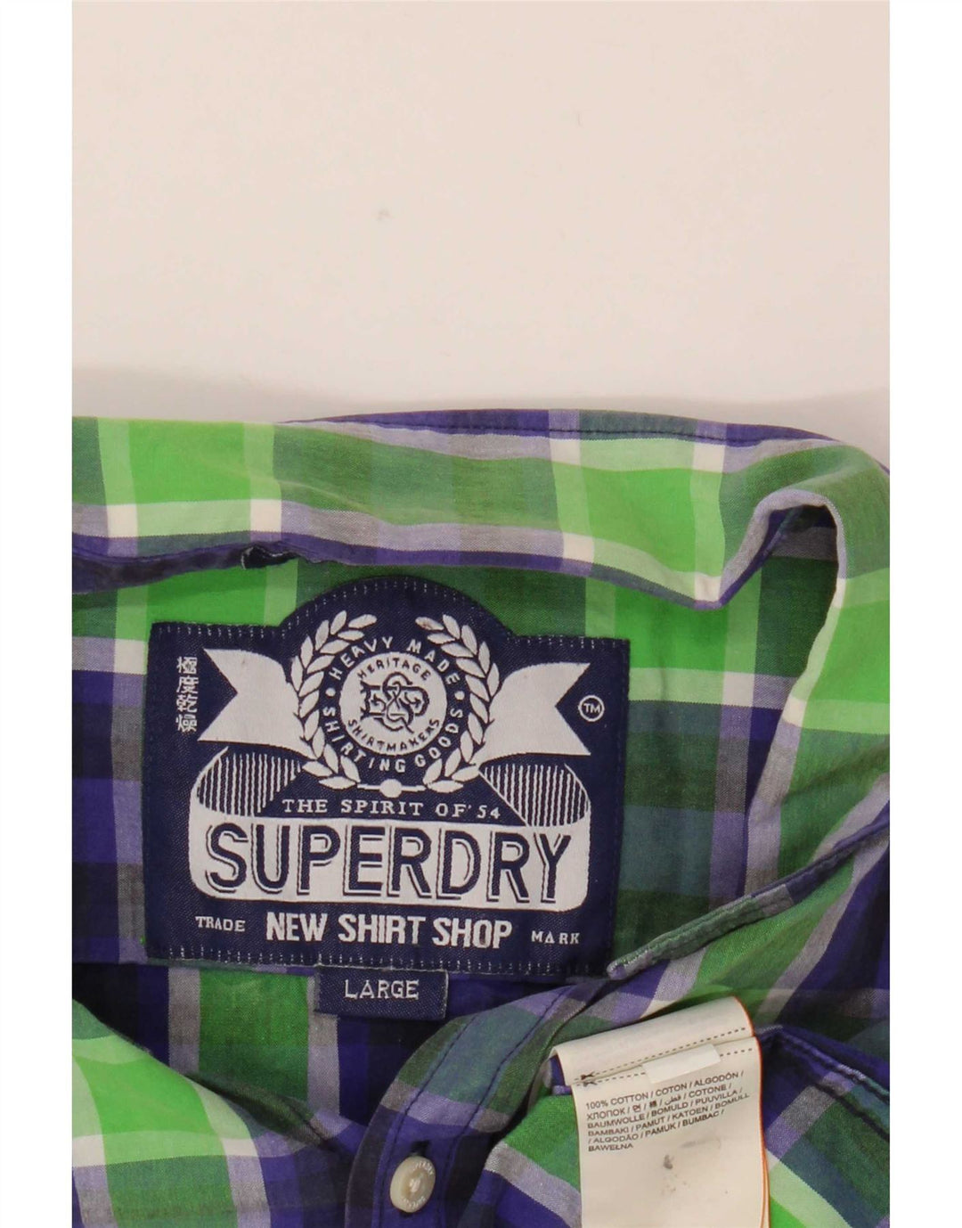 Camicia da uomo Superdry in cotone a quadri verdi grandi