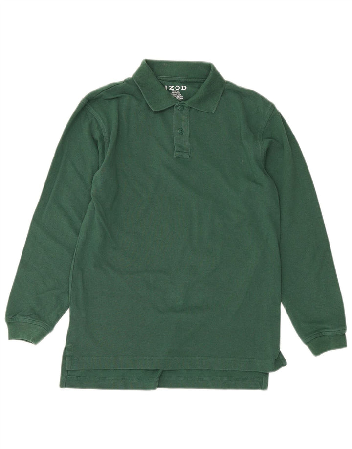 IZOD Boys Regular Long Sleeve Polo Shirt 10-11 Years Medium Green Cotton