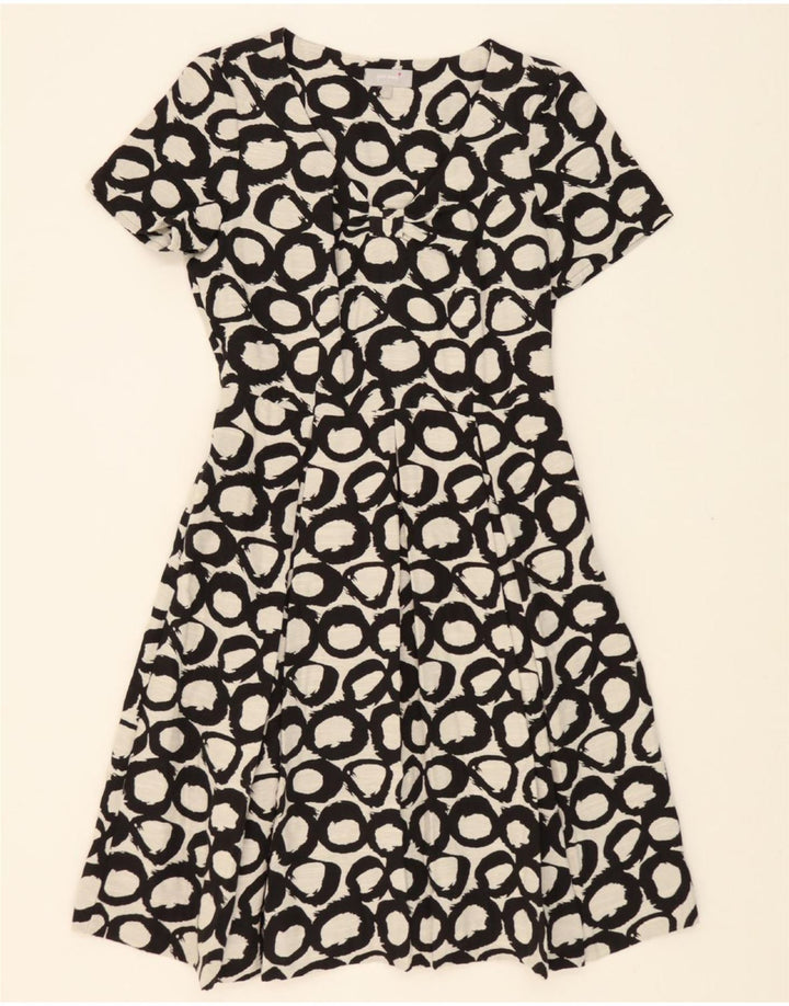 PER UNA Womens Abstract Pattern A-Line Dress UK 12 Medium Black Cotton Vintage Per Una and Second-Hand Per Una from Messina Hembry 