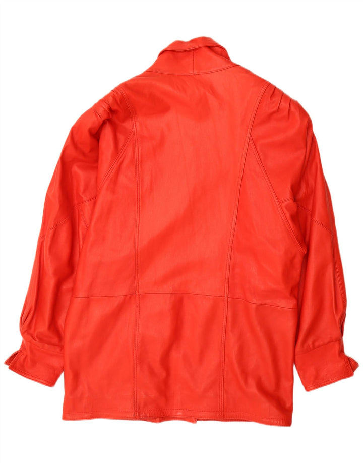 Cappotto oversize in pelle vintage da donna UK 18 XL rosso