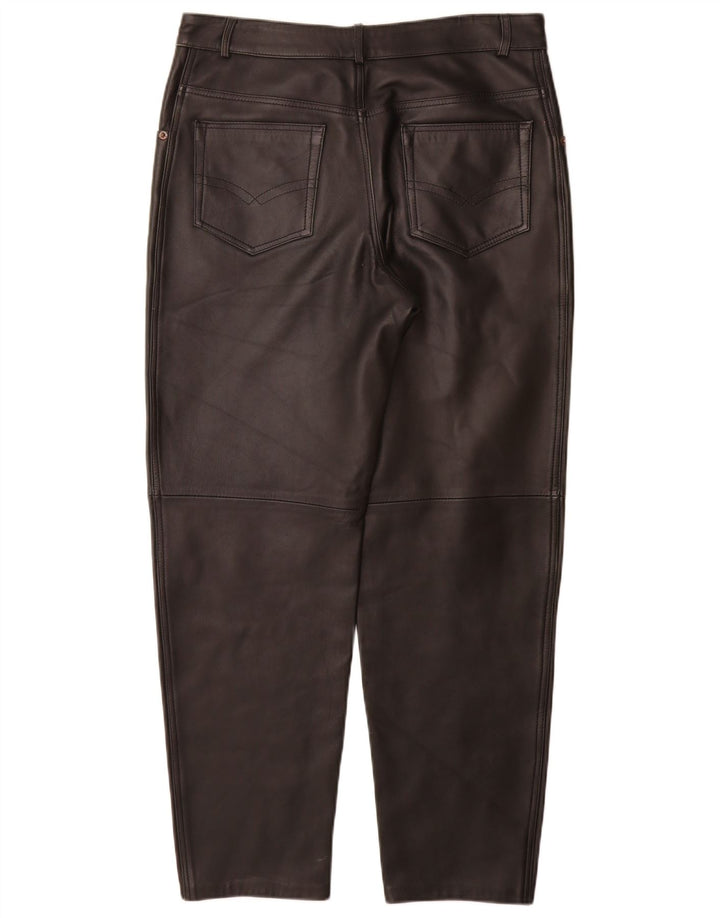 Pantaloni vintage in pelle affusolati da donna IT 44 medi W32 L29 neri
