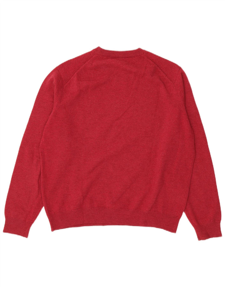 Maglione maglione girocollo da uomo Lacoste taglia 5 grande lana d'agnello rosa
