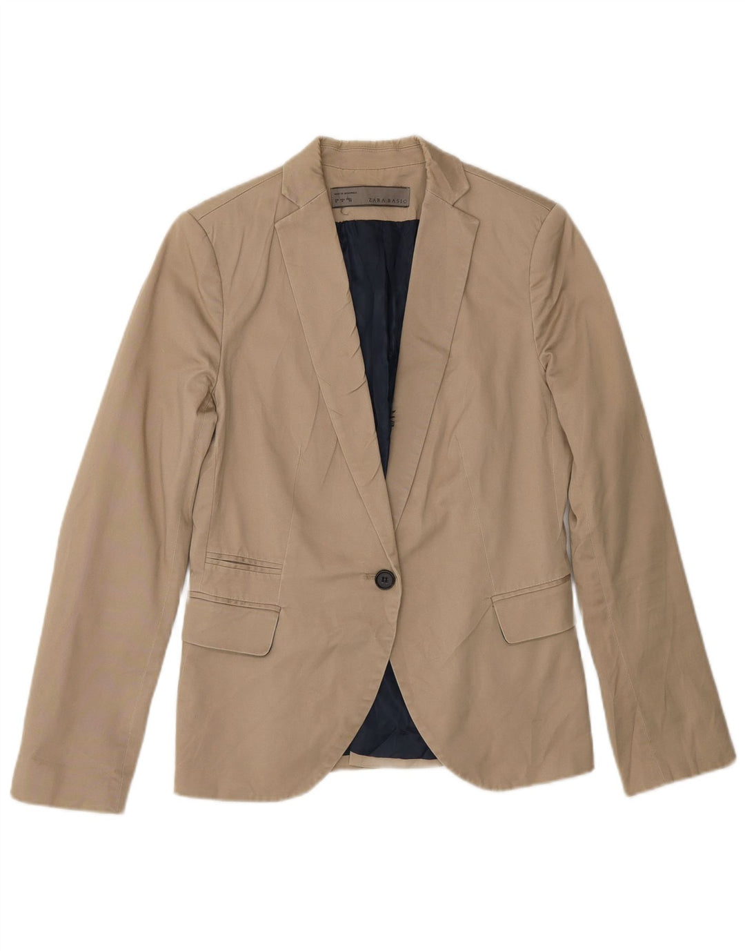 Giacca blazer a 1 bottone da donna Zara UK 12 Cotone beige medio