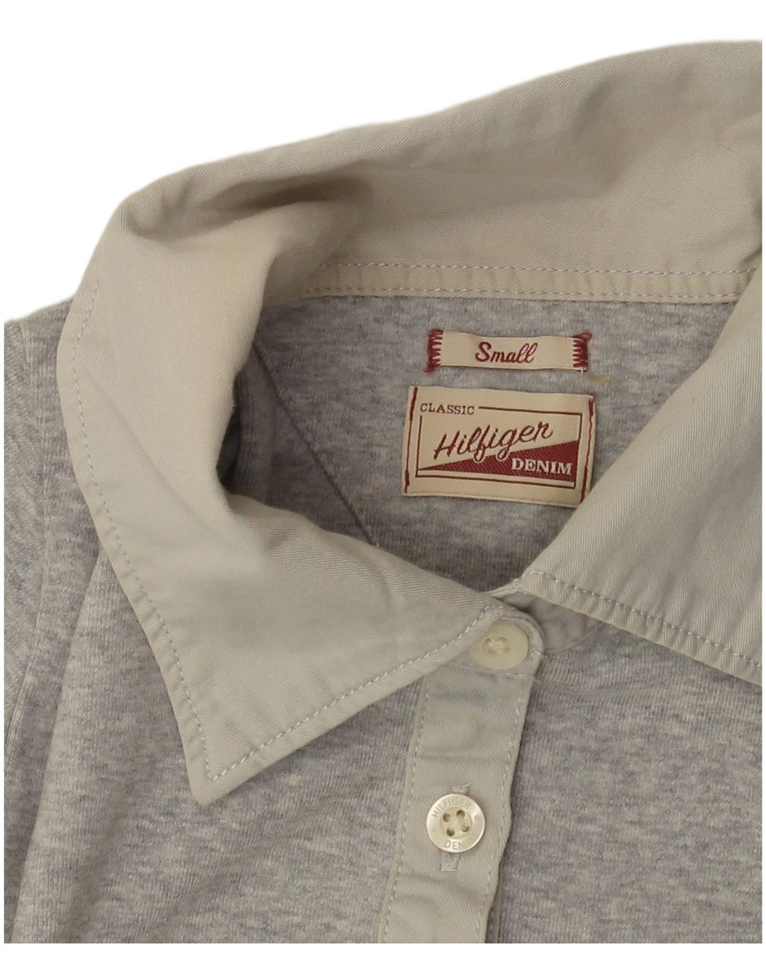 TOMMY HILFIGER Polo a maniche lunghe da donna UK 8 Small Grigio