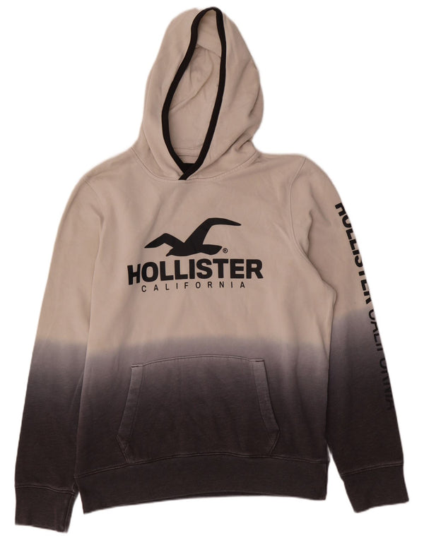 Felpa con cappuccio grafica da uomo Hollister Large in cotone color block grigio