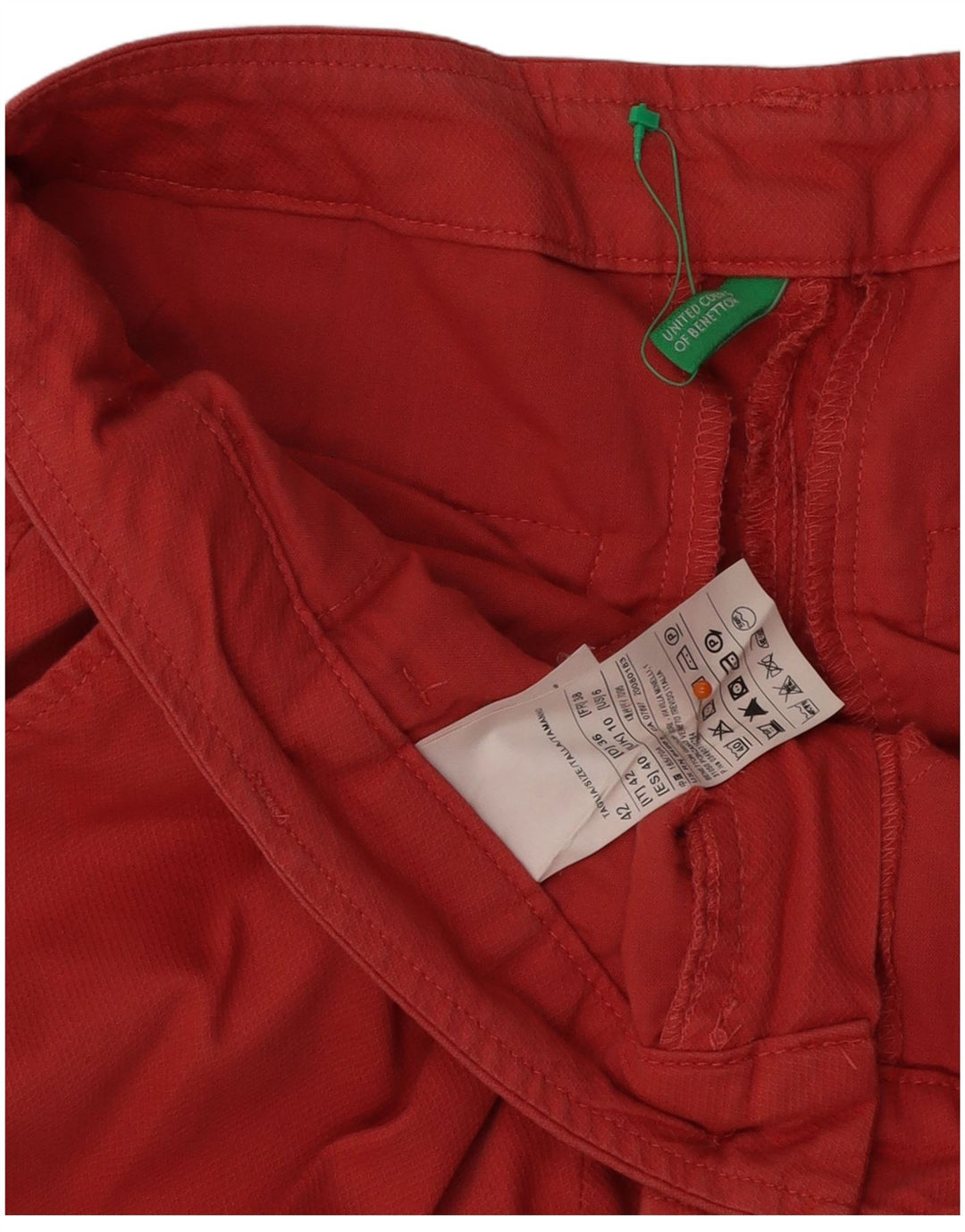Pantaloni corti dritti da donna BENETTON UK 10 piccoli W31 L25 cotone rosso