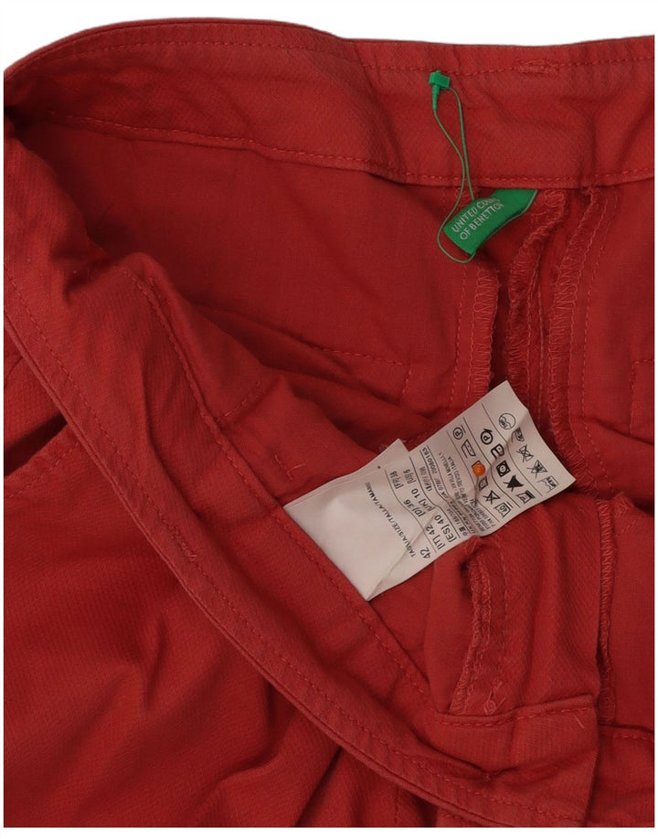 Pantaloni corti dritti da donna BENETTON UK 10 piccoli W31 L25 cotone rosso