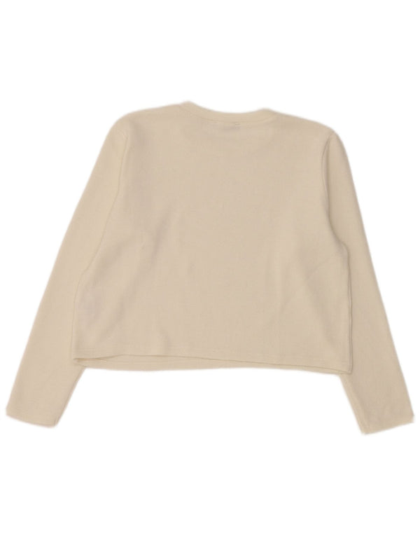Top corto da donna Zara a maniche lunghe UK 14 poliestere bianco medio
