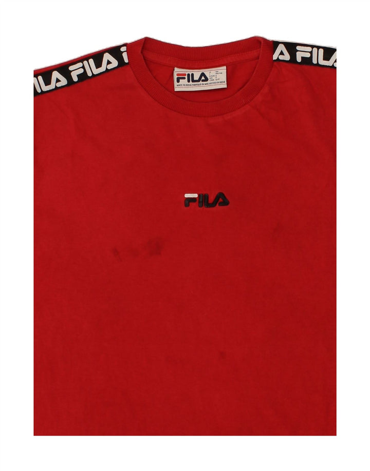 FILA Mens Graphic T-Shirt Top Small Red Cotton Vintage Fila and Second-Hand Fila from Messina Hembry 