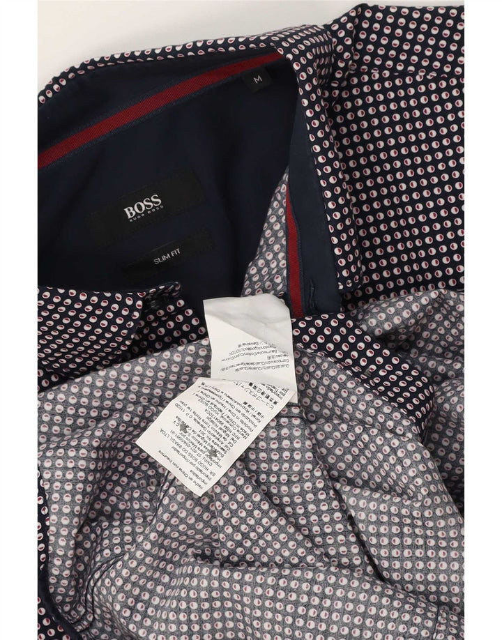 Camicia slim fit da uomo Hugo Boss in cotone maculato medio blu navy