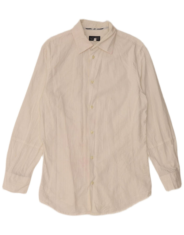 ARMANI JEANS Camicia da uomo in cotone bianco sporco medio