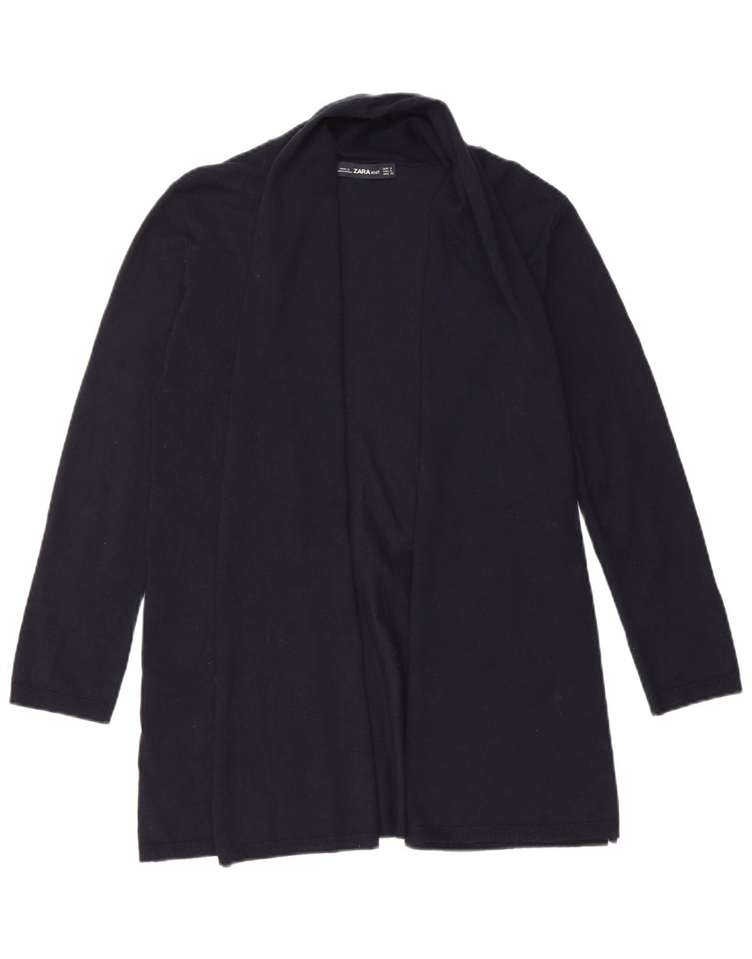 Maglione cardigan aperto da donna Zara UK 10 piccolo in viscosa blu navy