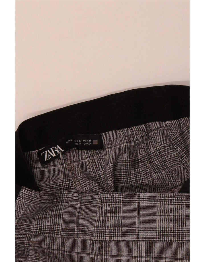 Pantaloni chino dritti da donna Zara piccoli W27 L28 poliestere a quadri grigi