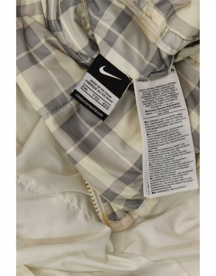 Giacca imbottita reversibile con cappuccio Nike da uomo UK 44 2XL poliestere a quadri bianco
