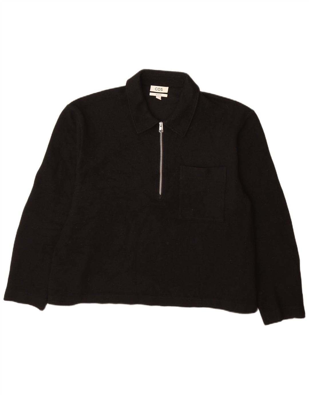 Maglione maglione rilassato da uomo con collo a polo XL in lana nera