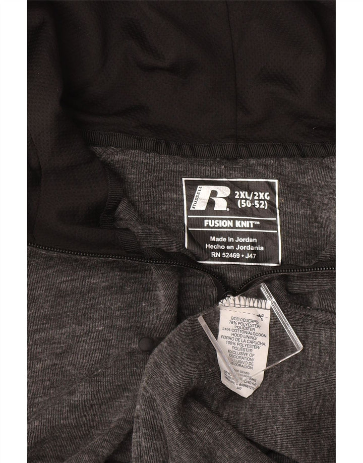 Maglione con cappuccio e zip da uomo RUSSELL ATHLETIC 2XL cotone screziato grigio