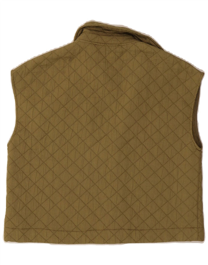 ZARA Womens Oversized Quilted Gilet UK 6 XS Khaki Polyester Vintage Zara and Second-Hand Zara from Messina Hembry 
