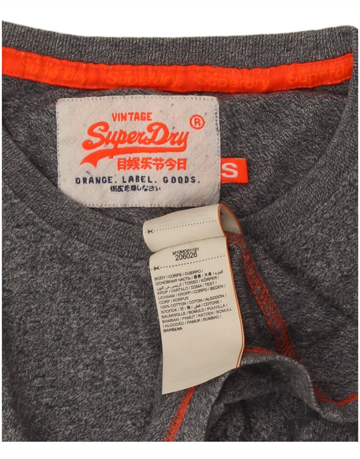 T-shirt da uomo Superdry Top Small in cotone chiazzato grigio