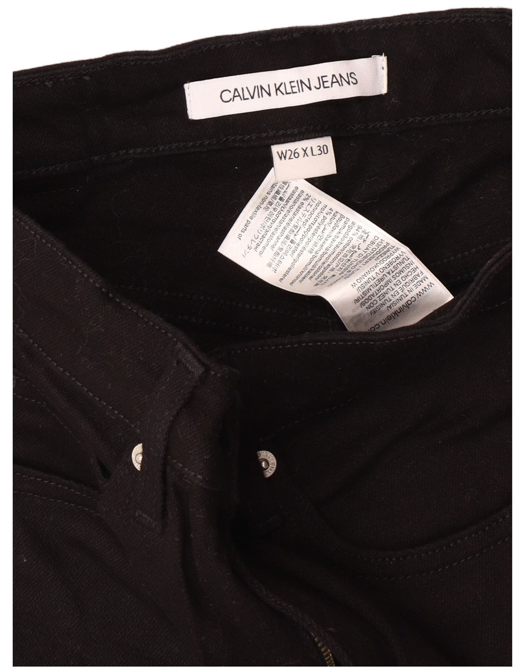 CALVIN KLEIN Jeans slim a vita alta da donna W26 L30 cotone nero