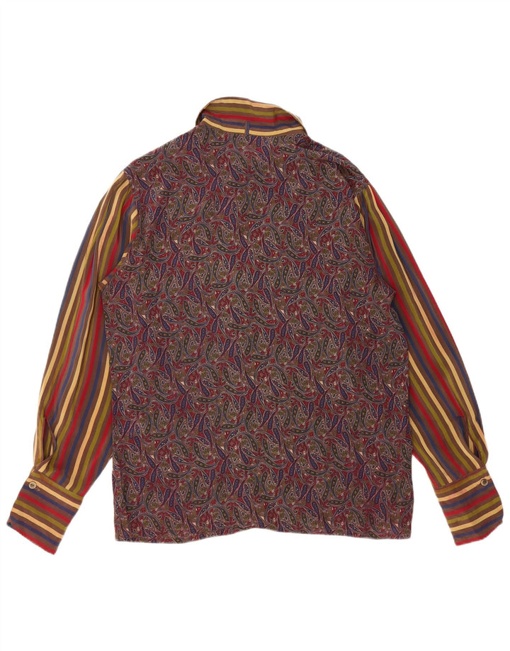 Camicetta camicia da donna VINTAGE UK 12 Seta Paisley multicolore media