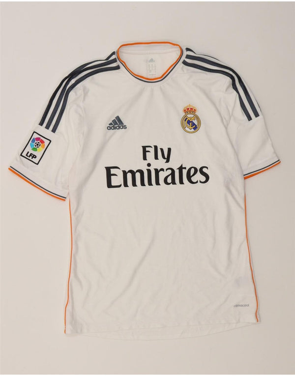 T-shirt grafica Adidas da uomo Real Madrid Top in poliestere bianco medio