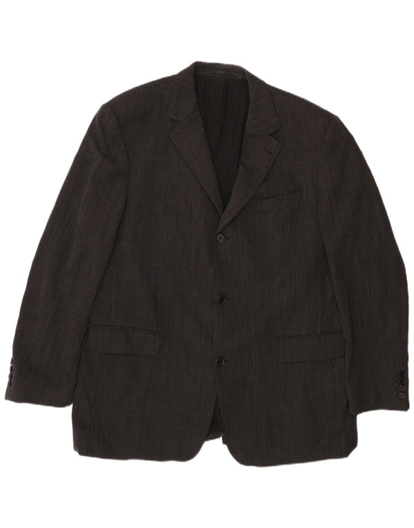 Giacca blazer da uomo a 3 bottoni HUGO BOSS EU 56 3XL lana maculata nera