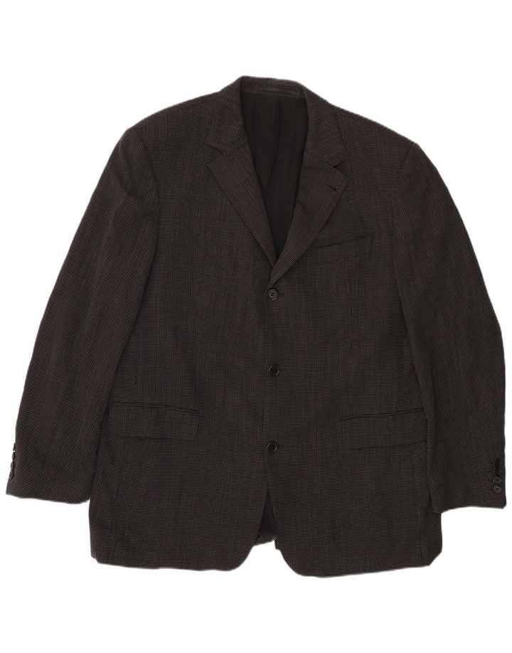 Giacca blazer da uomo a 3 bottoni HUGO BOSS EU 56 3XL lana maculata nera
