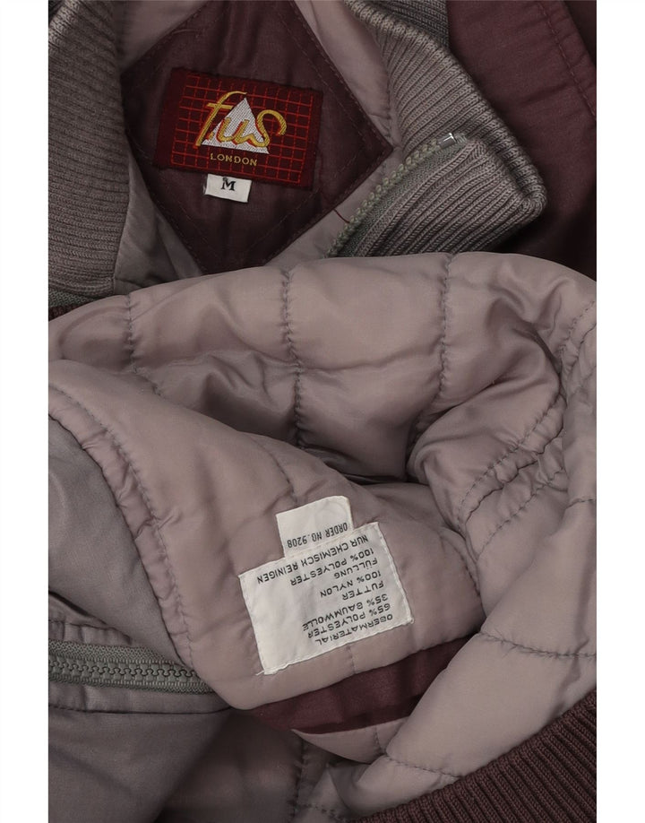 Giubbotto bomber vintage da uomo UK 38 Poliestere color block medio bordeaux